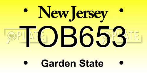 TOB653 New Jersey License Plate