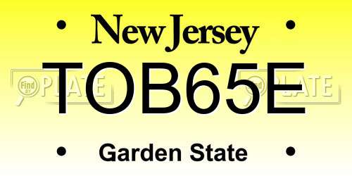 TOB65E New Jersey License Plate