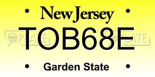 TOB68E New Jersey License Plate