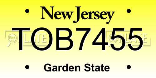 TOB7455 New Jersey License Plate