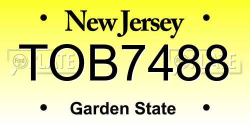 TOB7488 New Jersey License Plate
