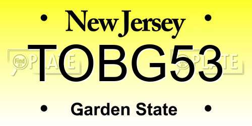 TOBG53 New Jersey License Plate