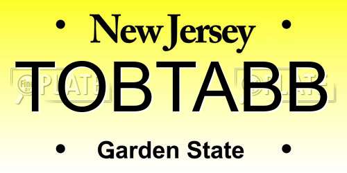 TOBTABB New Jersey License Plate