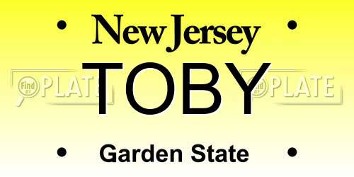 TOBY New Jersey License Plate