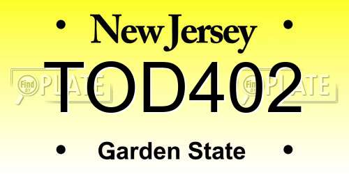 TOD402 New Jersey License Plate