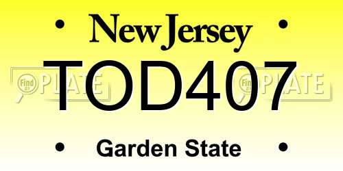 TOD407 New Jersey License Plate