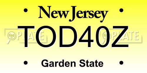 TOD40Z New Jersey License Plate