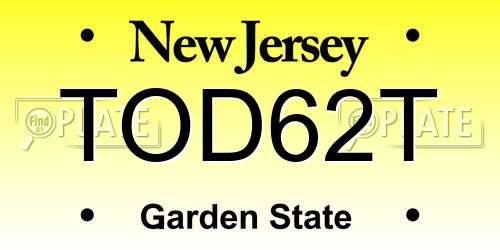 TOD62T New Jersey License Plate