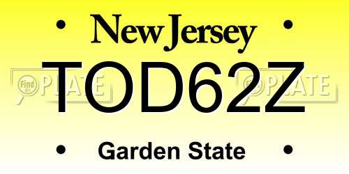 TOD62Z New Jersey License Plate