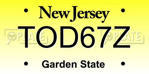 TOD67Z New Jersey License Plate