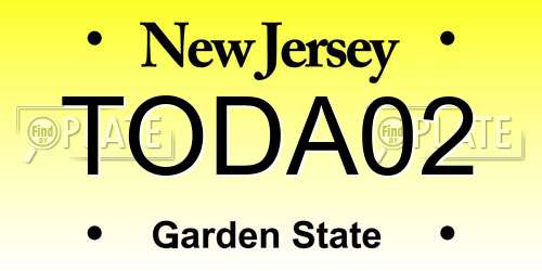 TODA02 New Jersey License Plate