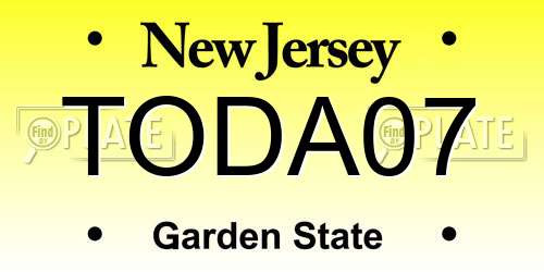 TODA07 New Jersey License Plate