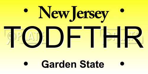 TODFTHR New Jersey License Plate