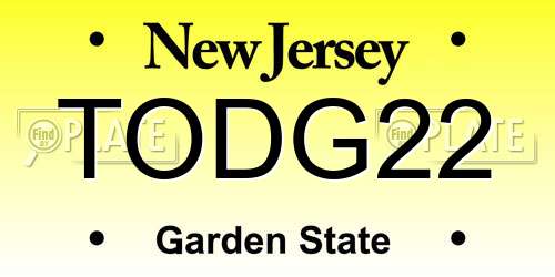 TODG22 New Jersey License Plate