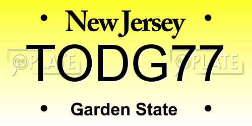 TODG77 New Jersey License Plate