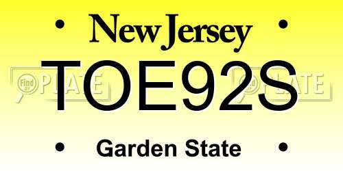 TOE92S New Jersey License Plate