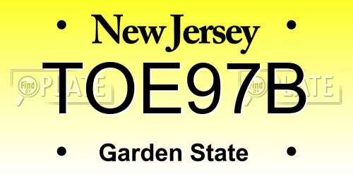 TOE97B New Jersey License Plate