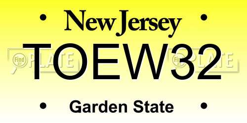 TOEW32 New Jersey License Plate