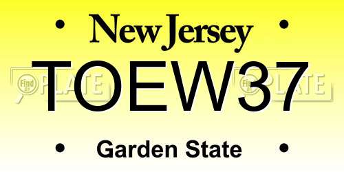 TOEW37 New Jersey License Plate