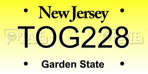 TOG228 New Jersey License Plate