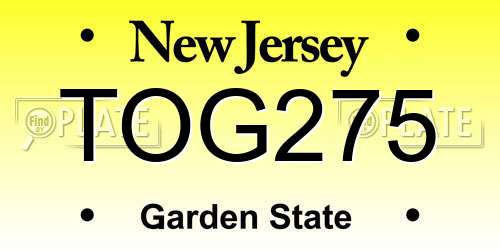TOG275 New Jersey License Plate