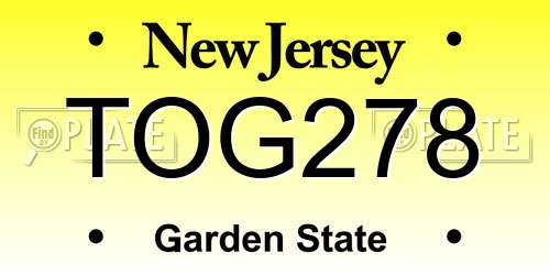 TOG278 New Jersey License Plate