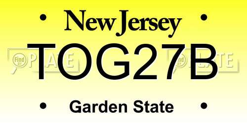TOG27B New Jersey License Plate