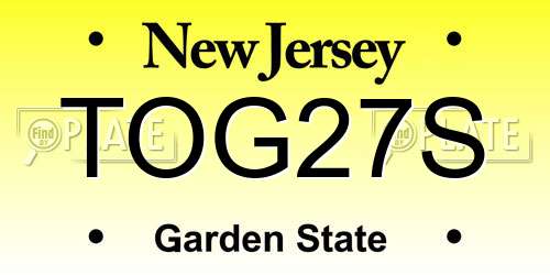 TOG27S New Jersey License Plate