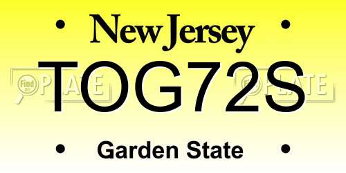 TOG72S New Jersey License Plate
