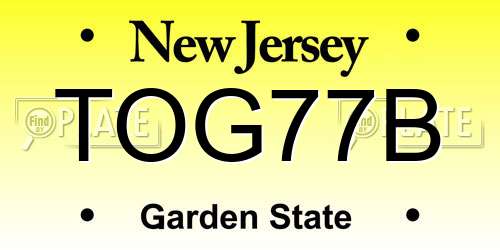 TOG77B New Jersey License Plate