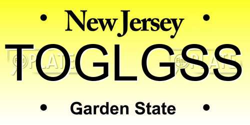 TOGLGSS New Jersey License Plate