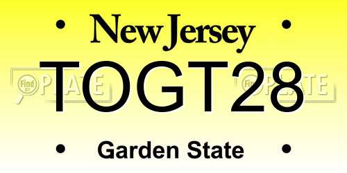 TOGT28 New Jersey License Plate