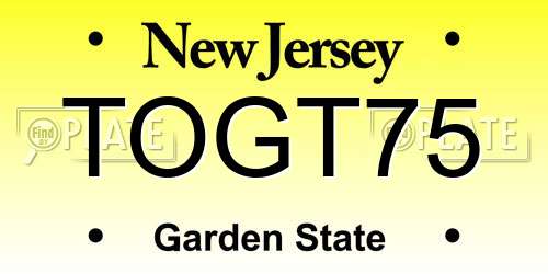 TOGT75 New Jersey License Plate