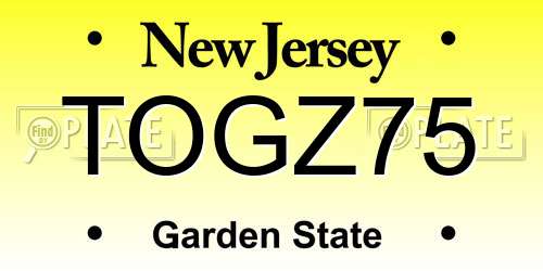TOGZ75 New Jersey License Plate