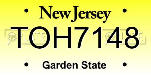 TOH7148 New Jersey License Plate