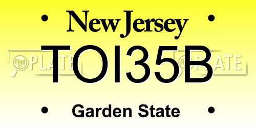 TOI35B New Jersey License Plate