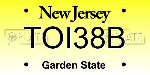 TOI38B New Jersey License Plate