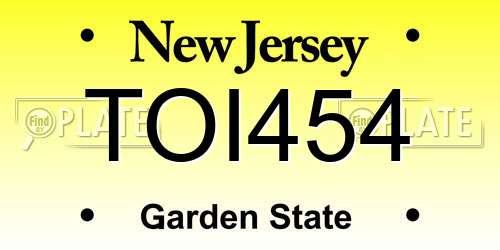 TOI454 New Jersey License Plate