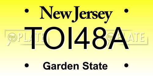 TOI48A New Jersey License Plate
