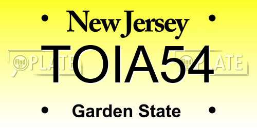 TOIA54 New Jersey License Plate