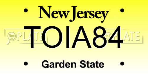 TOIA84 New Jersey License Plate