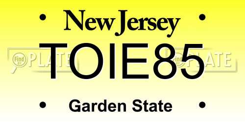 TOIE85 New Jersey License Plate