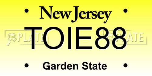 TOIE88 New Jersey License Plate