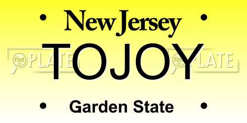 TOJOY New Jersey License Plate
