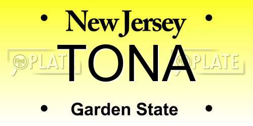 TONA New Jersey License Plate