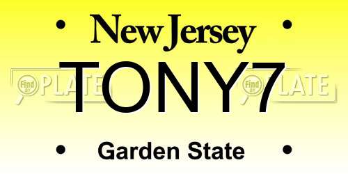 TONY7 New Jersey License Plate