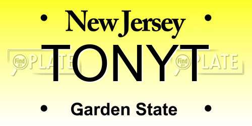 TONYT New Jersey License Plate