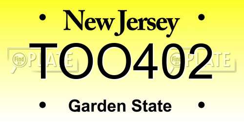 TOO402 New Jersey License Plate