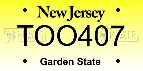 TOO407 New Jersey License Plate