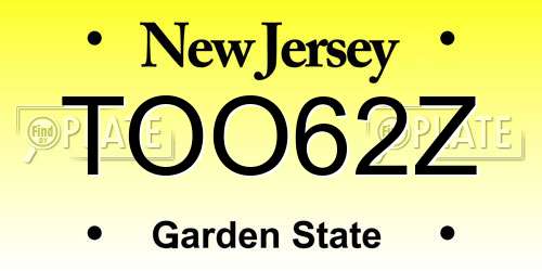 TOO62Z New Jersey License Plate